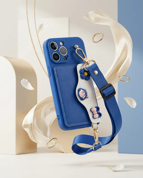 Fashion flower girls leather phone case wallet bag