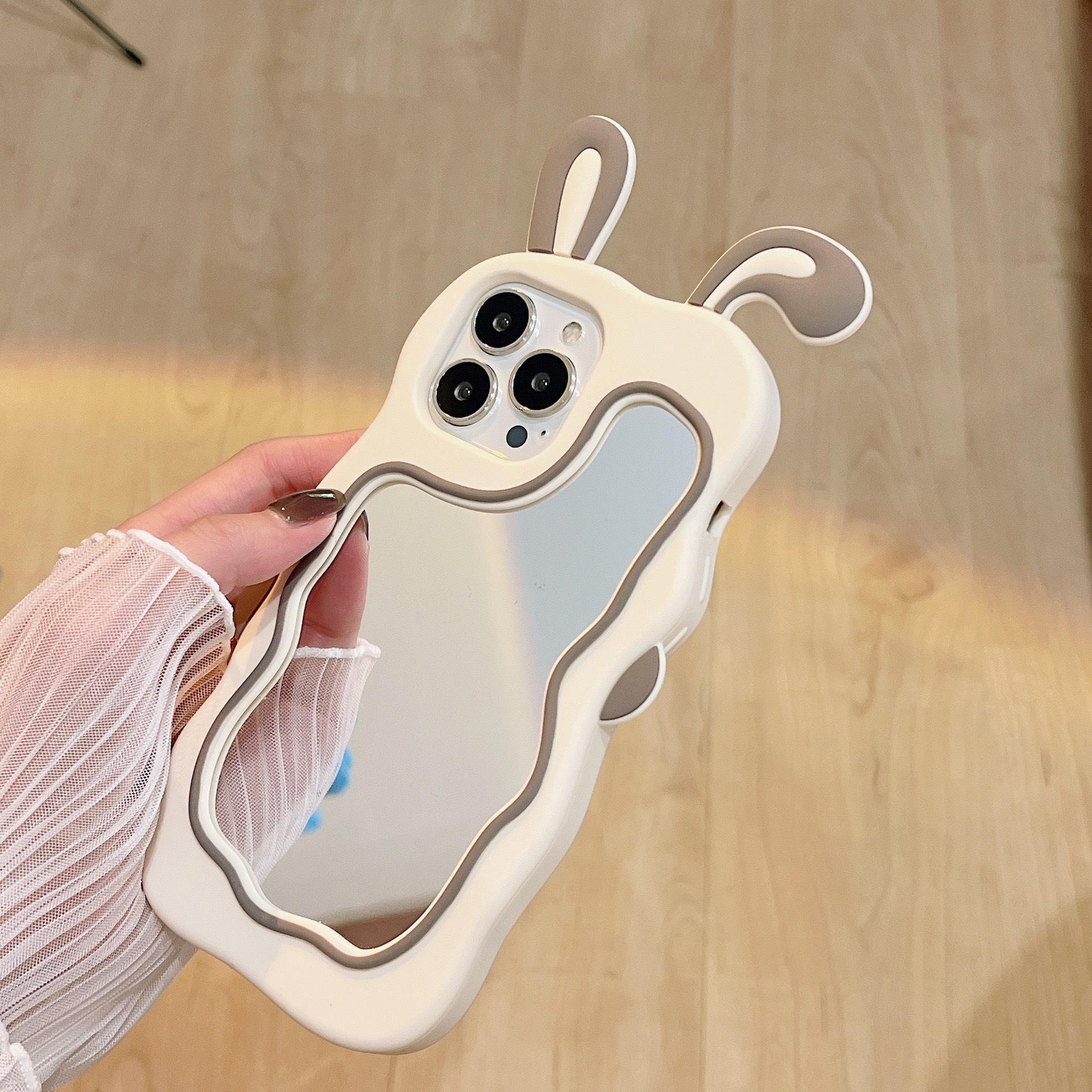 Rabbit Ear Makeup Mirror iPhone Case