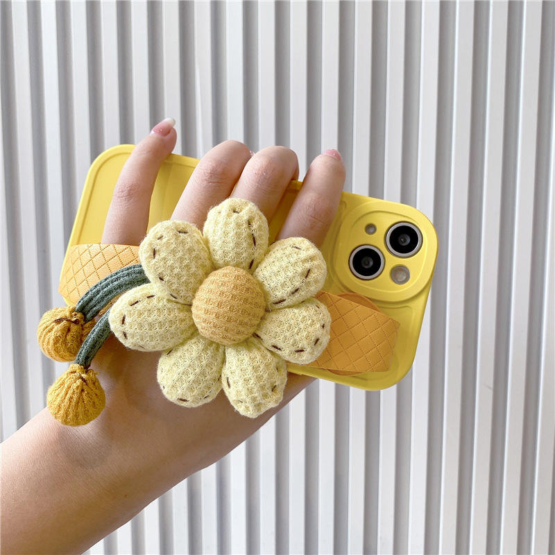 Sunflower Crochet Wrist Strap Phone Case for iPhone