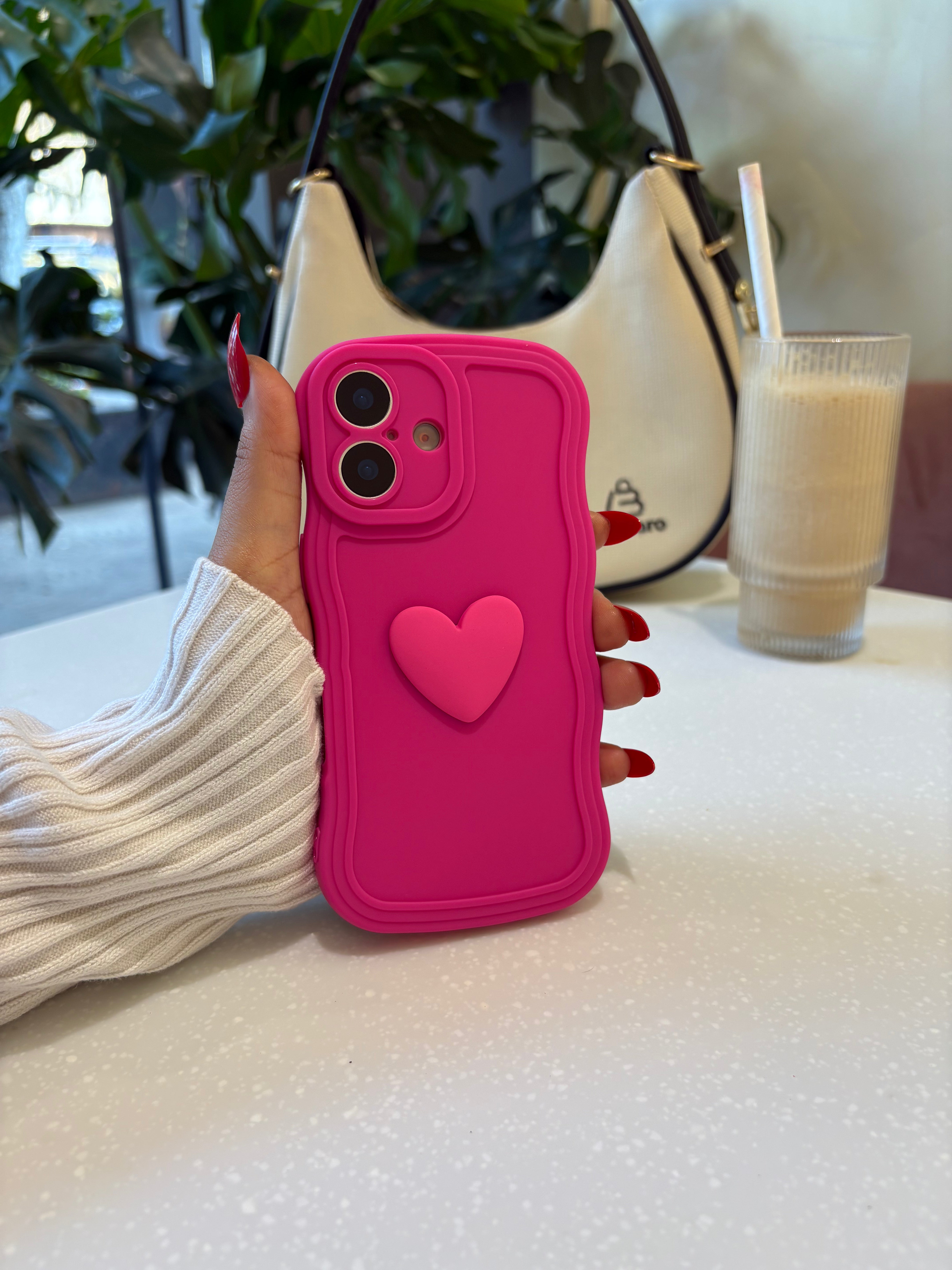 Neon Pink Heart iPhone Case