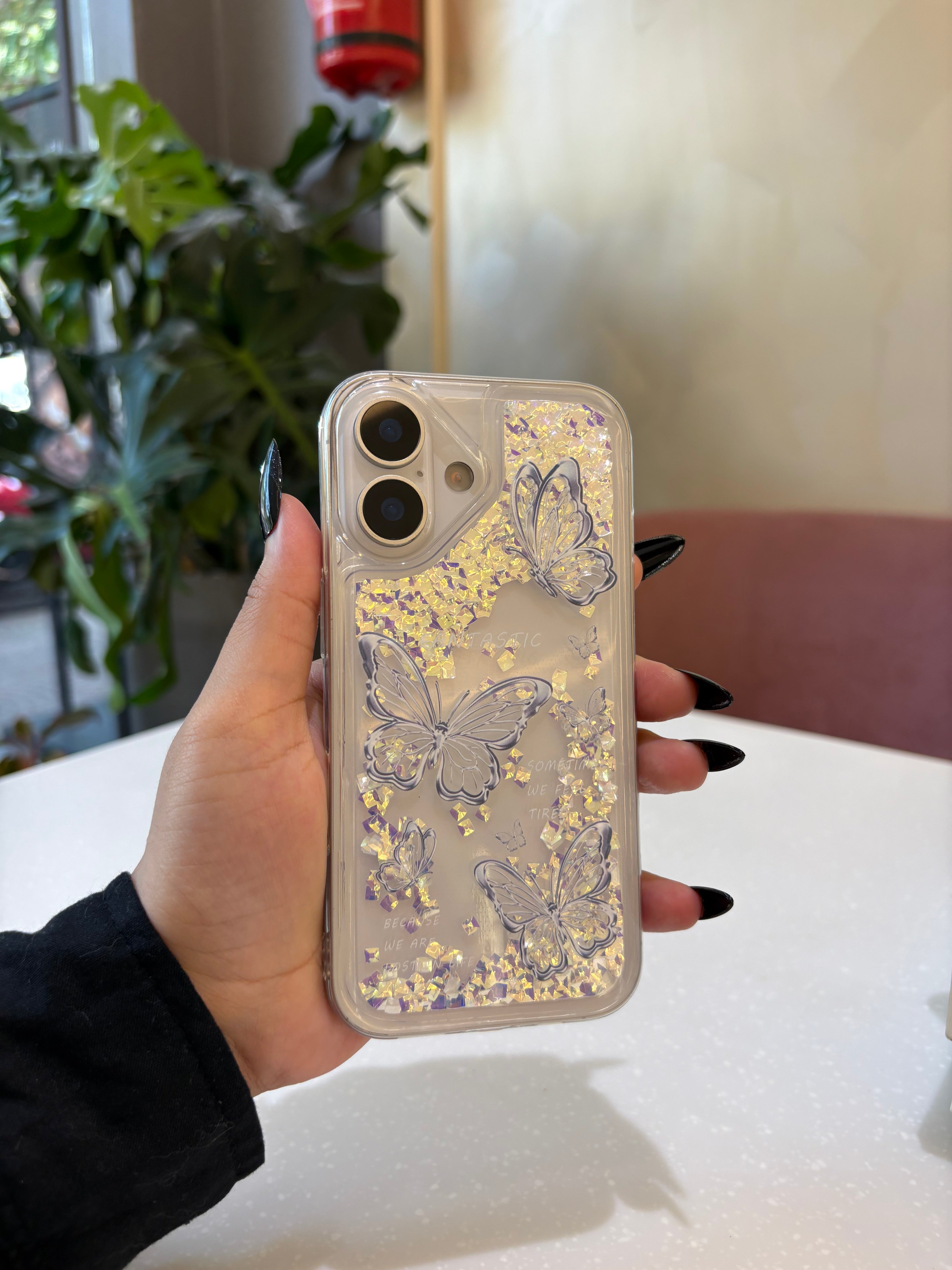 Crystal Butterfly Quicksand Glitter Case