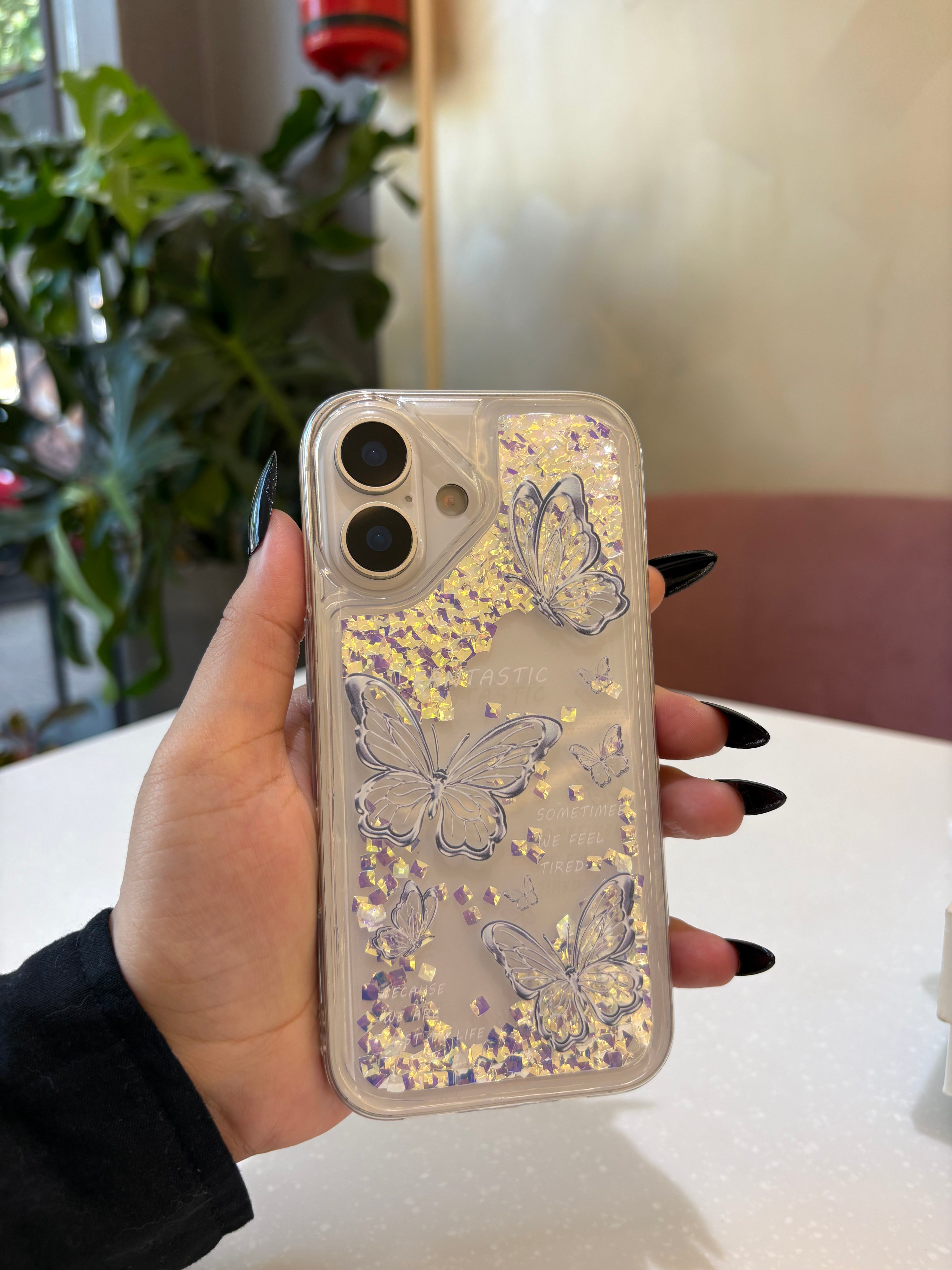 Crystal Butterfly Quicksand Glitter Case