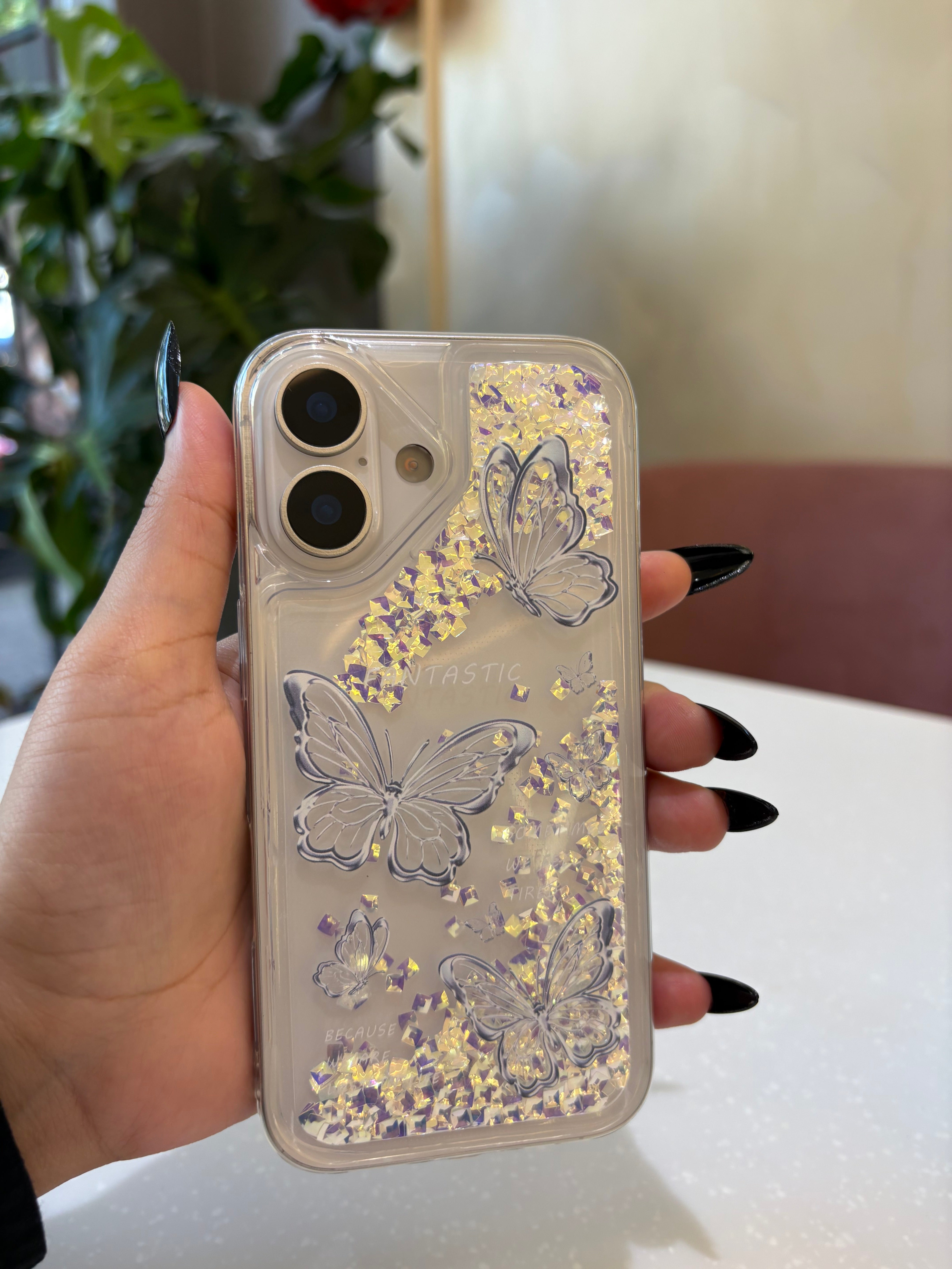 Crystal Butterfly Quicksand Glitter Case