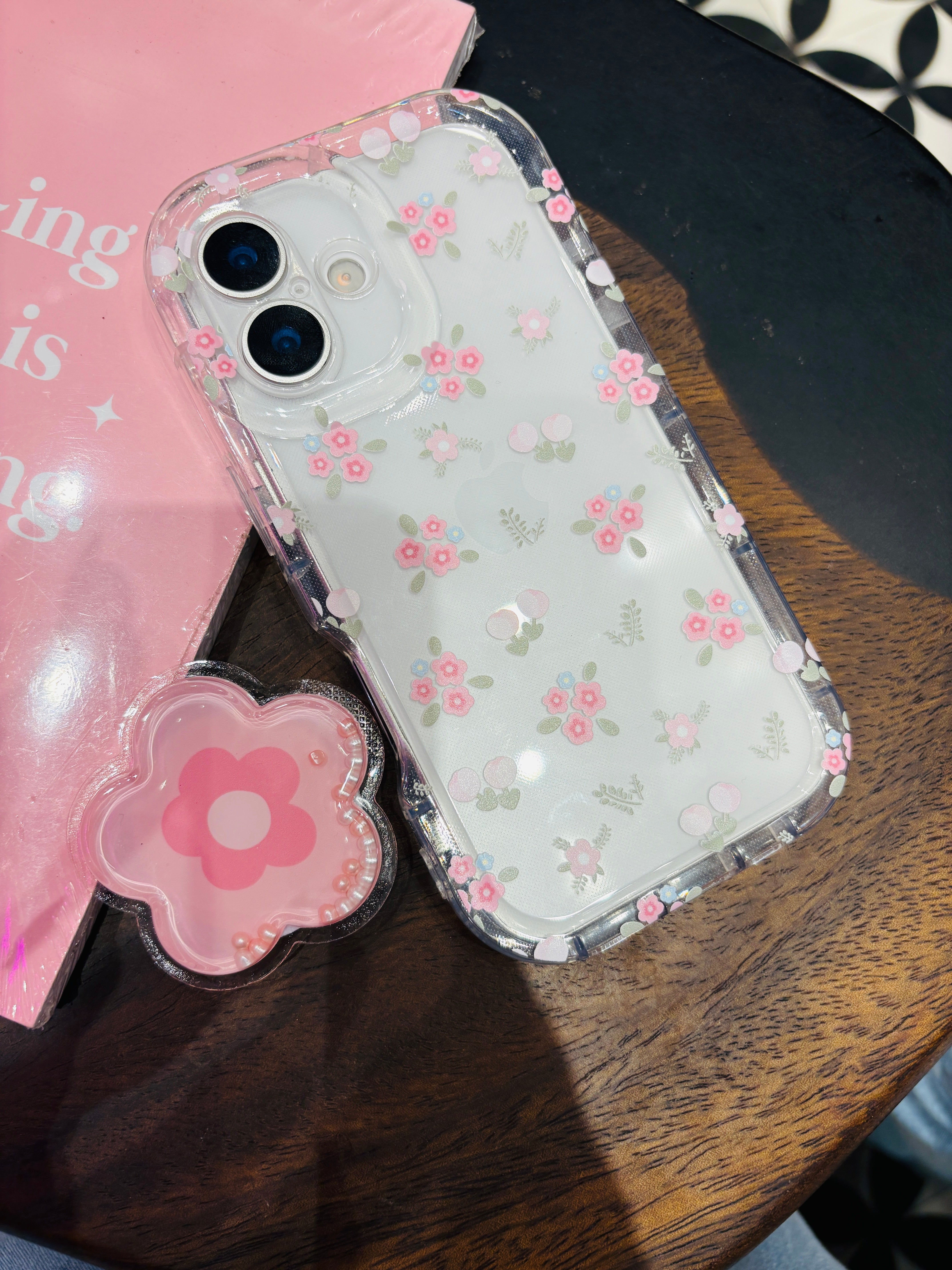 Summer Floral iPhone Case – Soft Matte Pastel Aesthetic Cover with QuickSand Holder