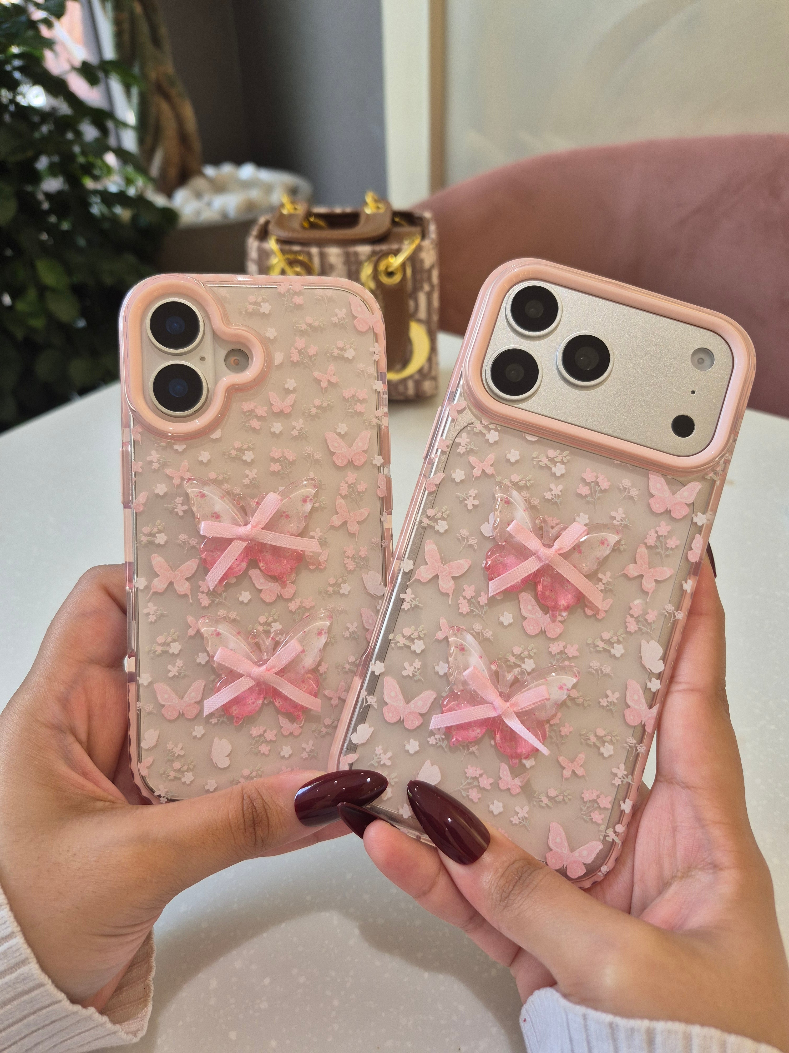 Pink Bow Butterfly  Case