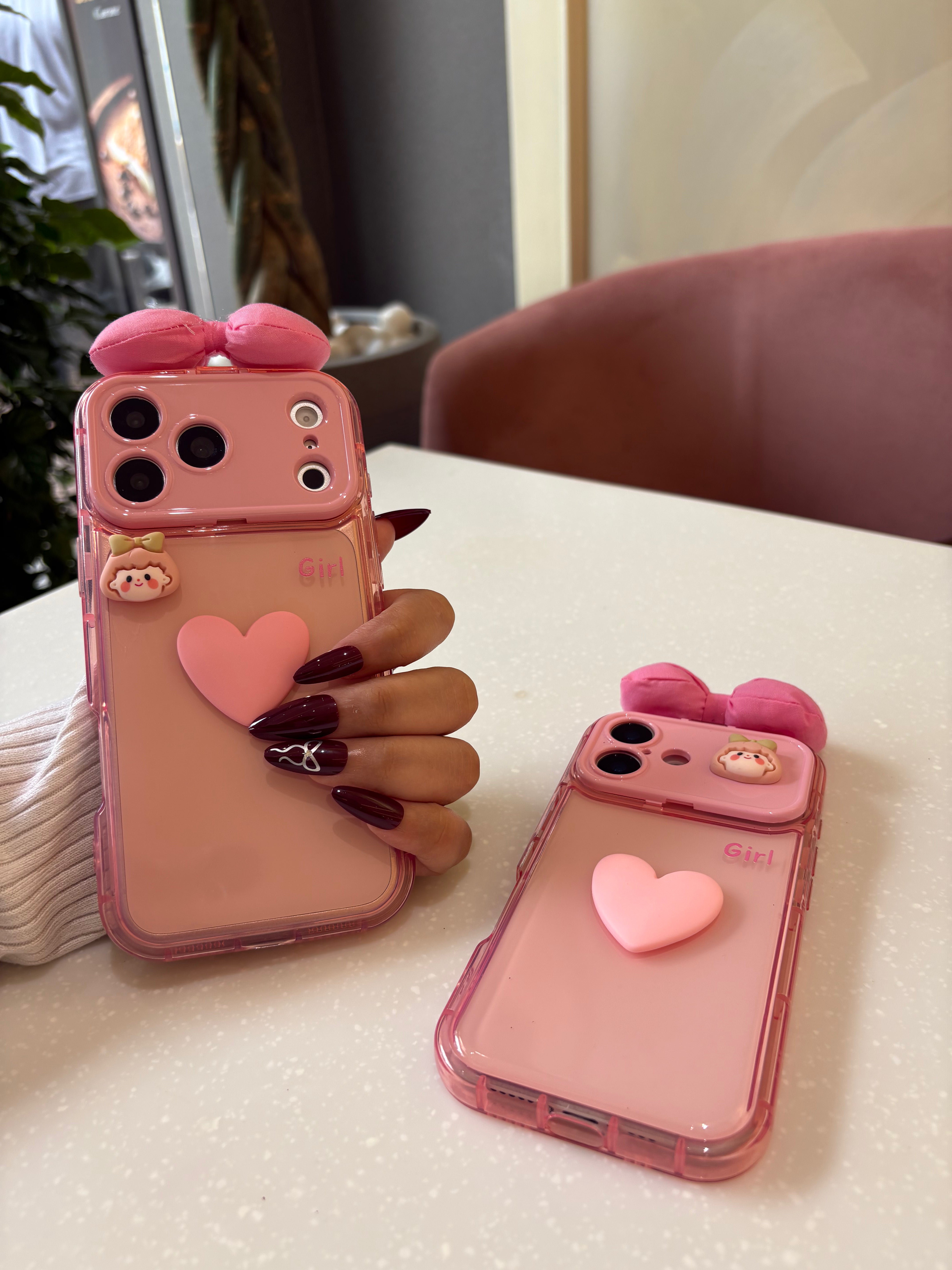 Pink Bow Heart Case