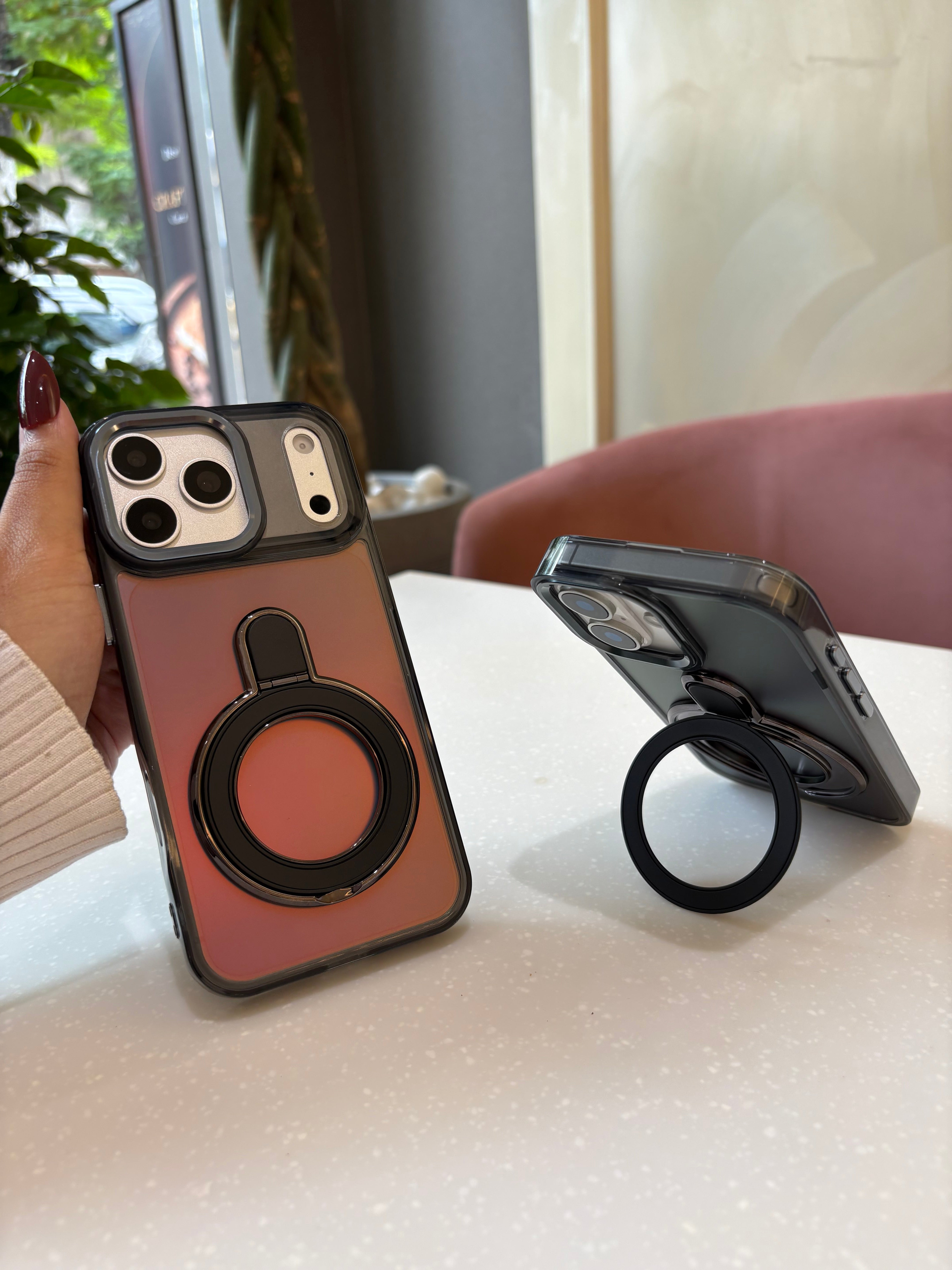 Smoke Black Magnetic Ring Stand Case