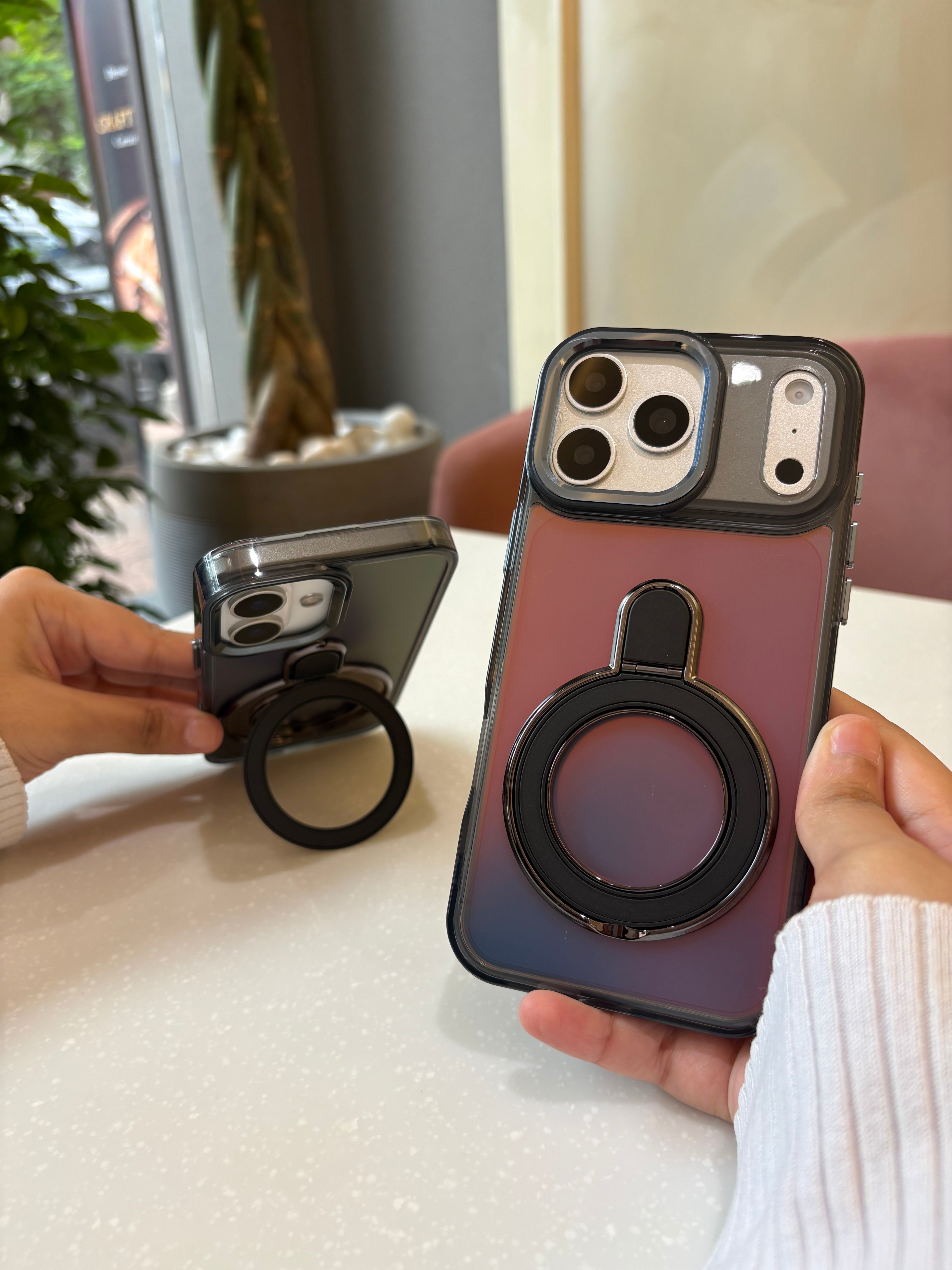 Smoke Black Magnetic Ring Stand Case