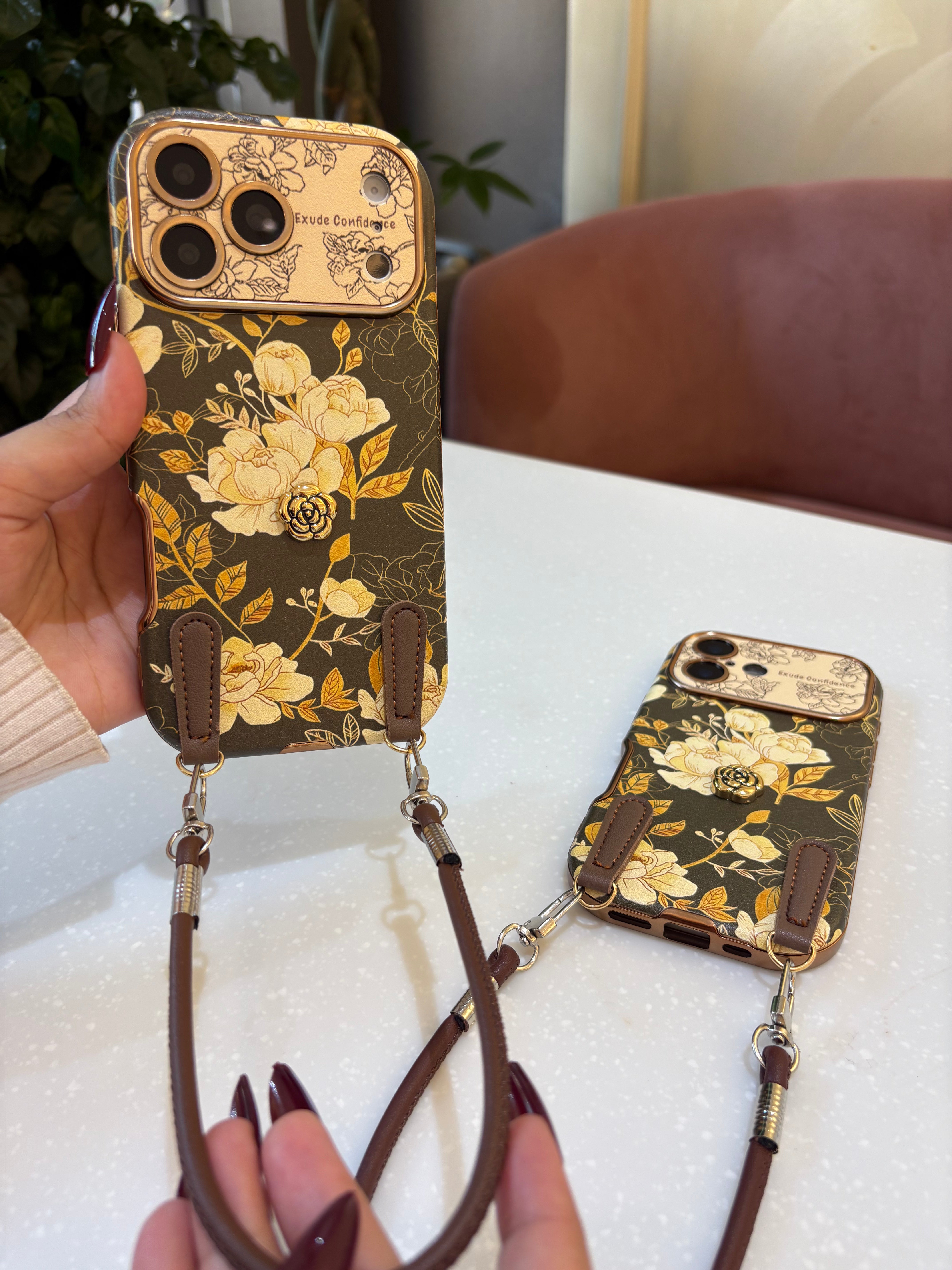Vintage Camellia Crossbody Case