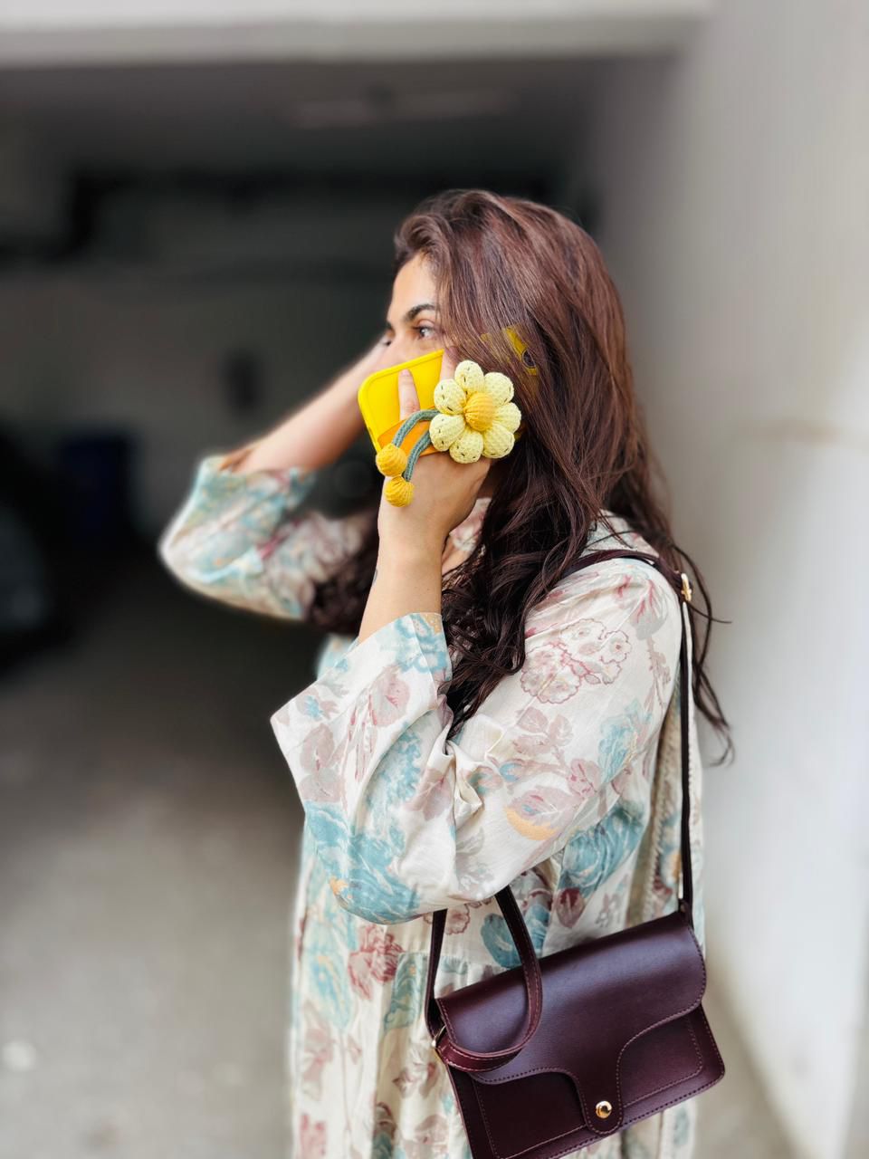 Sunflower Crochet Wrist Strap Phone Case for iPhone