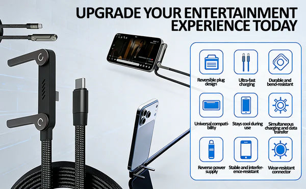 Fast Charging C-type Cable with Phone Stand