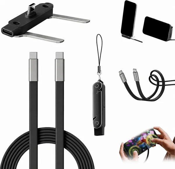 2 in 1 Detachable Fast Charging C-type Cable with Phone Stand