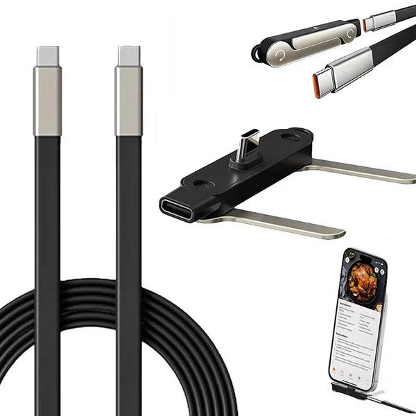 2 in 1 Detachable Fast Charging C-type Cable with Phone Stand