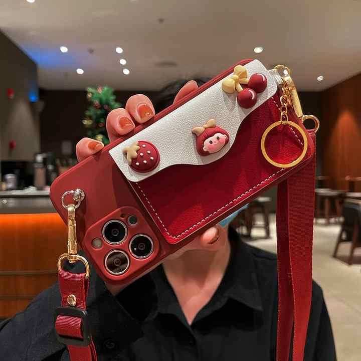 Fashion flower girls leather phone case wallet bag