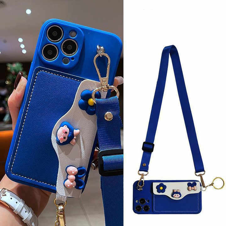 Fashion flower girls leather phone case wallet bag