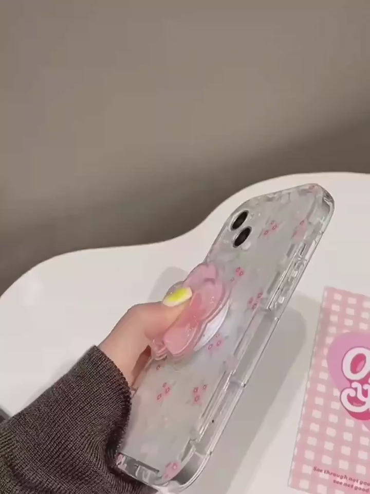 Summer Floral iPhone Case – Soft Matte Pastel Aesthetic Cover with QuickSand Holder