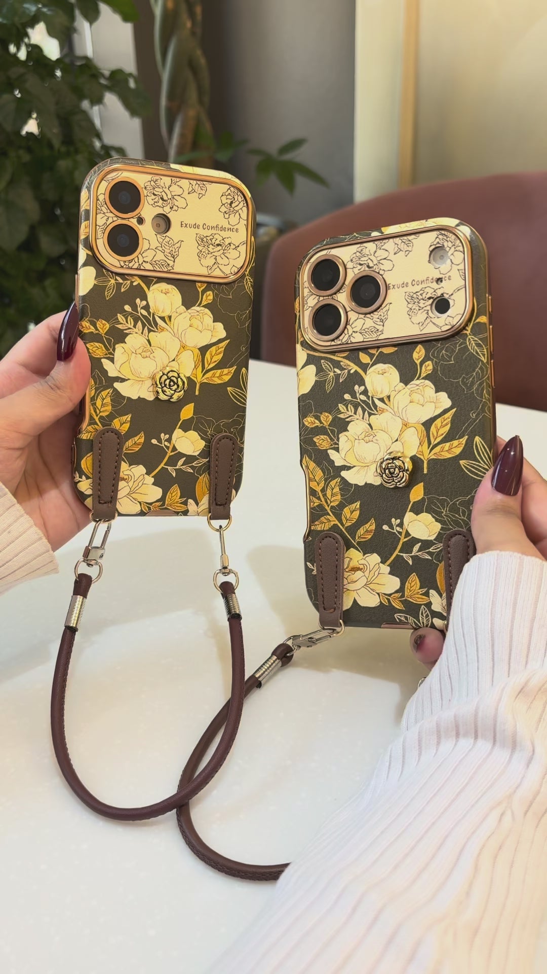 Vintage Camellia Crossbody Case
