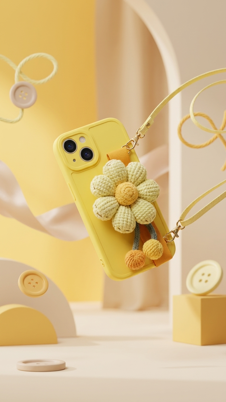 Sunflower Crochet Wrist Strap Phone Case for iPhone