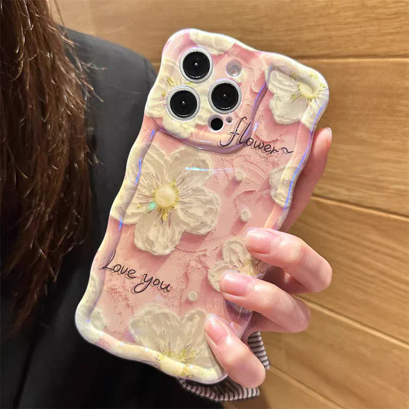 White Blossom Pastel iPhone Case with Charm
